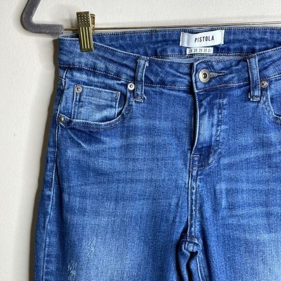 Revolve Pistola Size 28 Audrey Mid Rise Cropped Whiskered Frayed Skinny Jeans - Picture 8 of 12